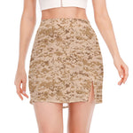 Desert Digital Camo Pattern Print Side Slit Mini Skirt
