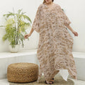 Desert Digital Camo Pattern Print Silk V-Neck Kaftan Dress