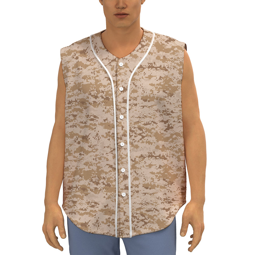Desert Digital Camo Pattern Print Sleeveless Baseball Jersey