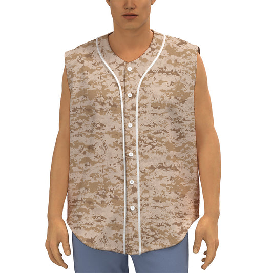 Desert Digital Camo Pattern Print Sleeveless Baseball Jersey