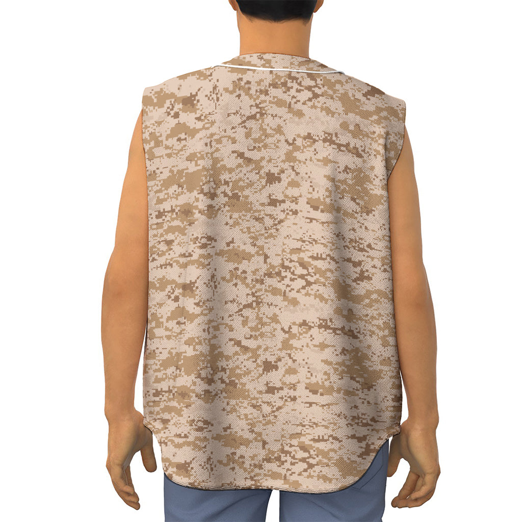 Desert Digital Camo Pattern Print Sleeveless Baseball Jersey