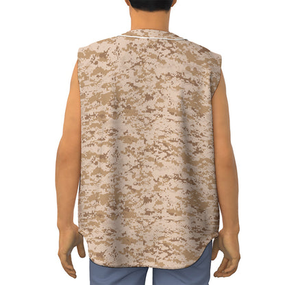 Desert Digital Camo Pattern Print Sleeveless Baseball Jersey