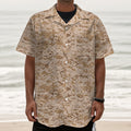 Desert Digital Camo Pattern Print Textured Short Sleeve Shirt