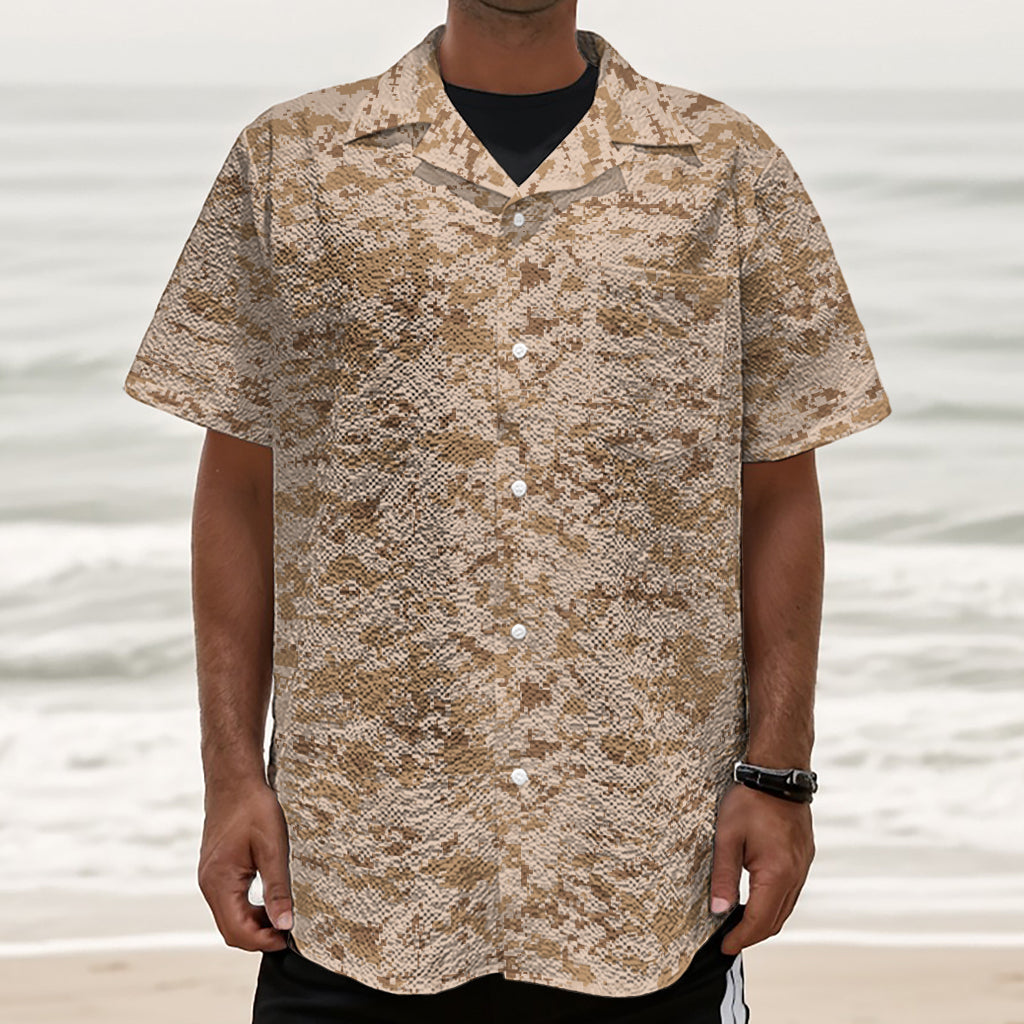 Desert Digital Camo Pattern Print Textured Short Sleeve Shirt