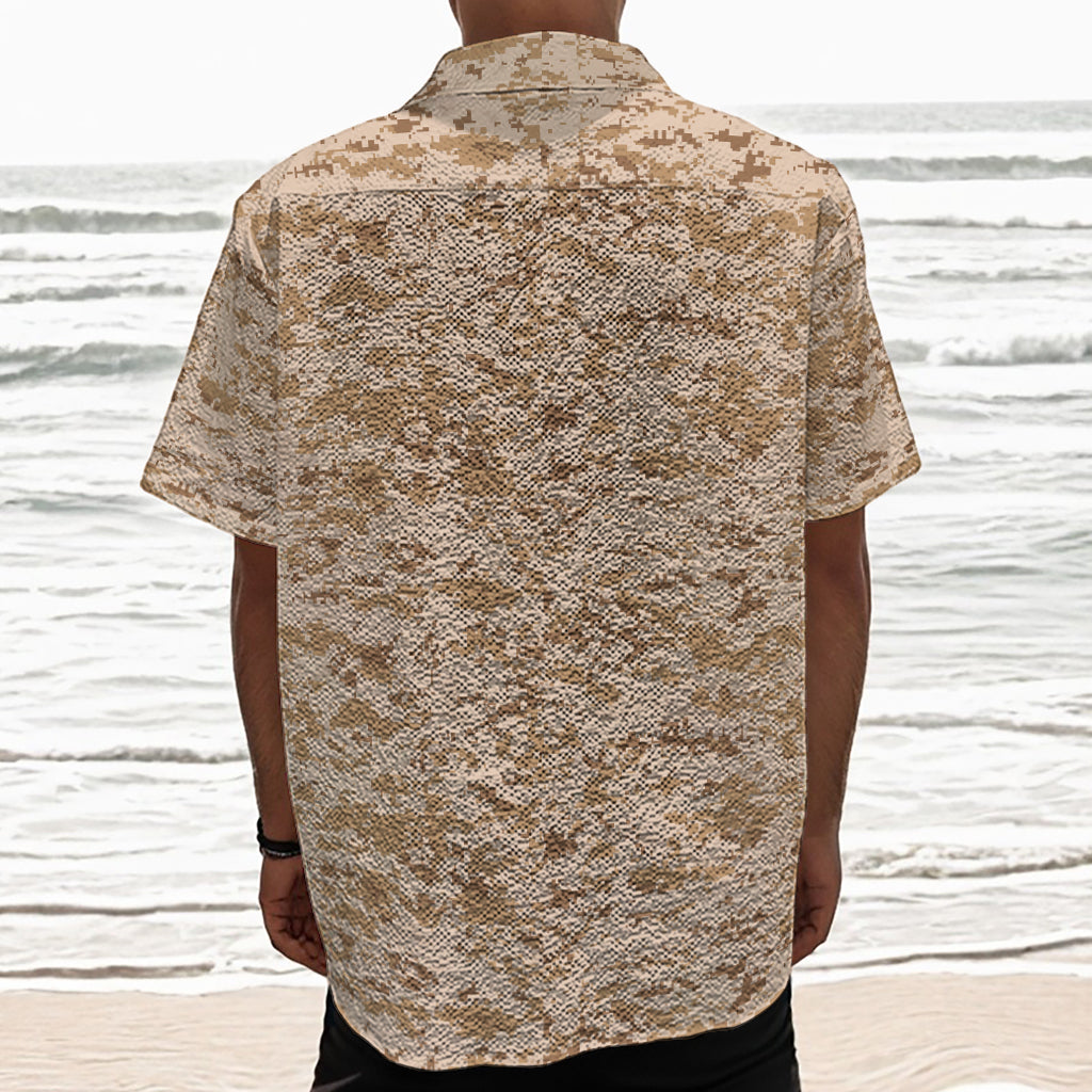 Desert Digital Camo Pattern Print Textured Short Sleeve Shirt