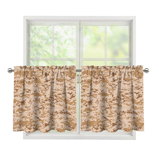 Desert Digital Camo Pattern Print Tier Curtains