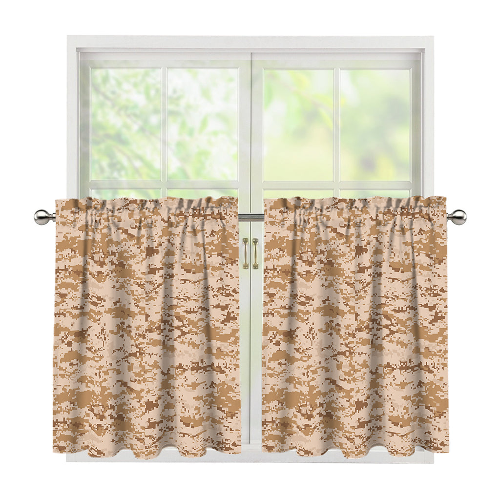 Desert Digital Camo Pattern Print Tier Curtains