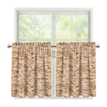 Desert Digital Camo Pattern Print Tier Curtains