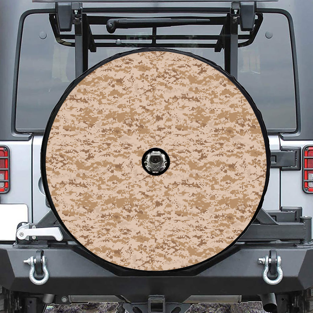 Desert Digital Camo Pattern Print Tire Cover With Camera Hole