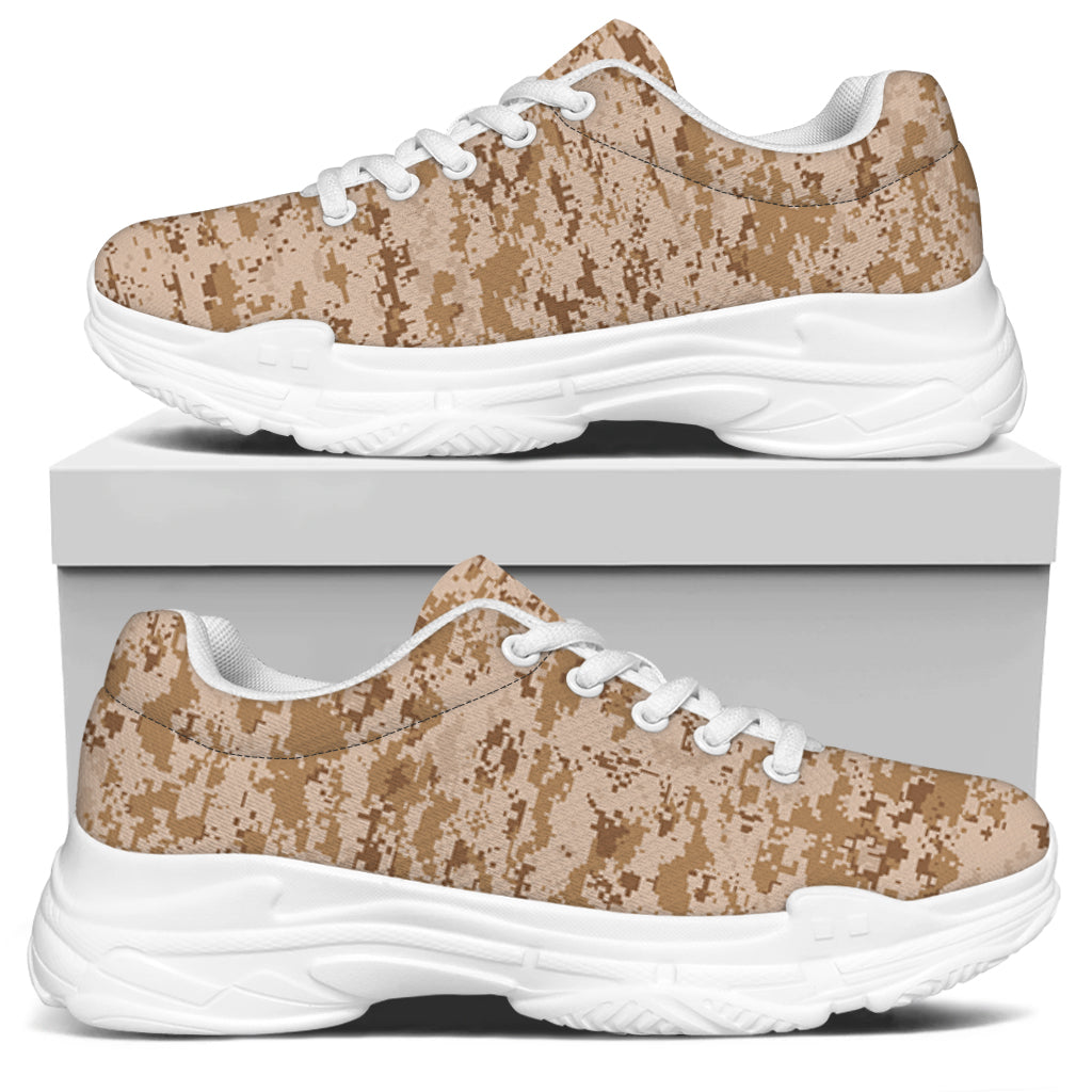 Desert Digital Camo Pattern Print White Chunky Shoes