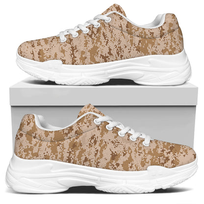 Desert Digital Camo Pattern Print White Chunky Shoes