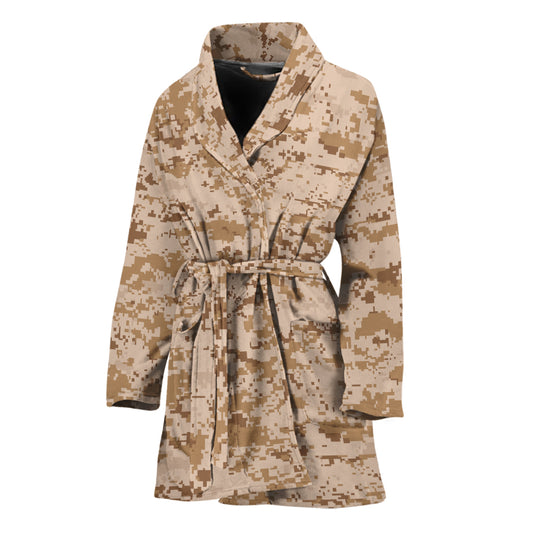 Desert Digital Camo Pattern Print Women's Bathrobe