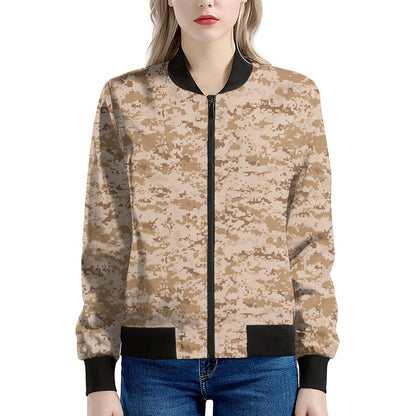 Desert Digital Camo Pattern Print Women's Bomber Jacket