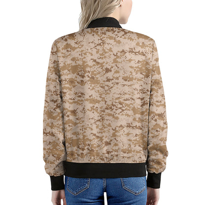 Desert Digital Camo Pattern Print Women's Bomber Jacket
