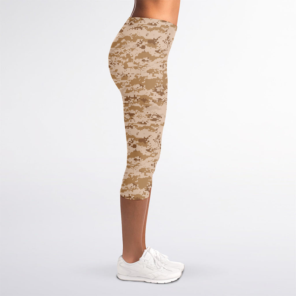 Desert Digital Camo Pattern Print Women's Capri Leggings