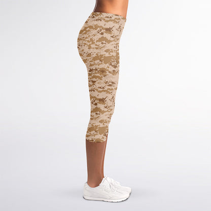 Desert Digital Camo Pattern Print Women's Capri Leggings