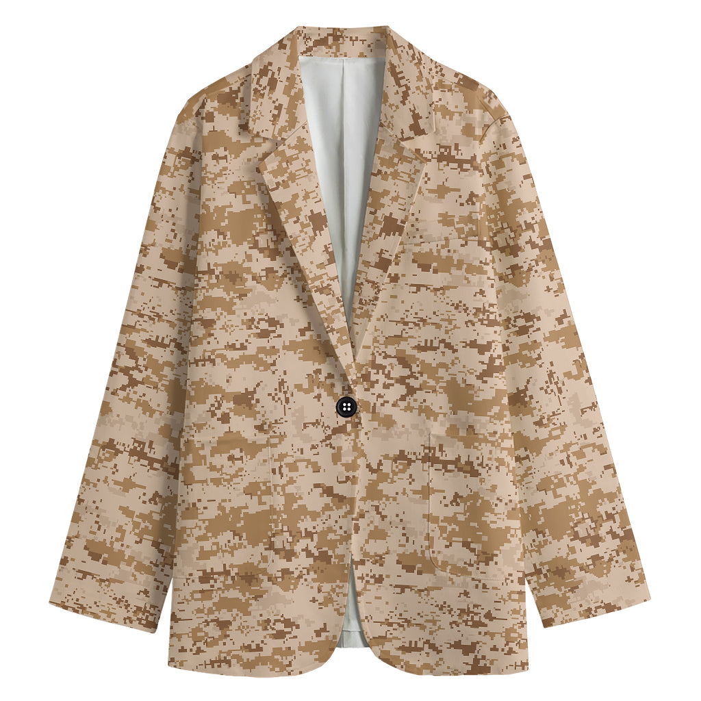 Desert Digital Camo Pattern Print Women's Cotton Blazer