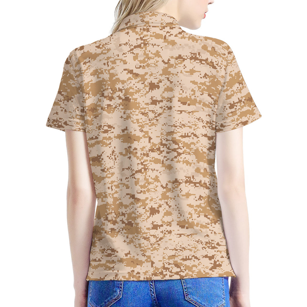 Desert Digital Camo Pattern Print Women's Polo Shirt