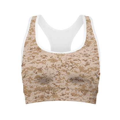 Desert Digital Camo Pattern Print Women's Sports Bra