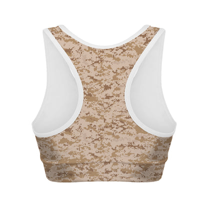 Desert Digital Camo Pattern Print Women's Sports Bra