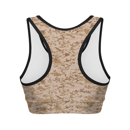 Desert Digital Camo Pattern Print Women's Sports Bra