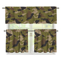 Desert Green Camouflage Print 3 Piece Kitchen Curtains