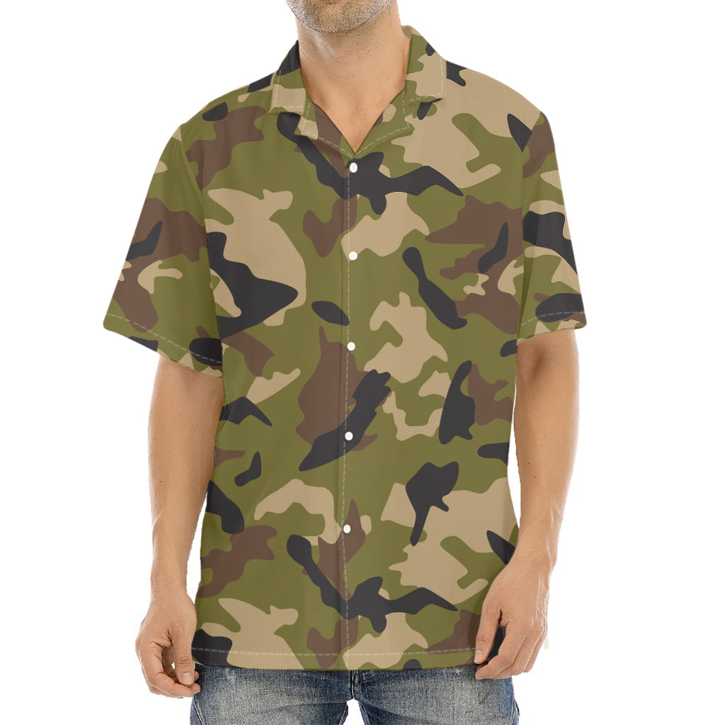 Desert Green Camouflage Print Aloha Shirt