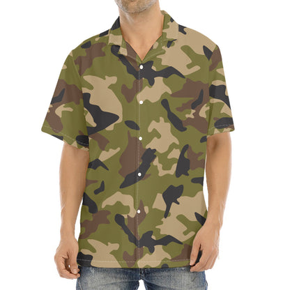 Desert Green Camouflage Print Aloha Shirt