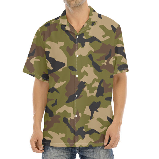 Desert Green Camouflage Print Aloha Shirt