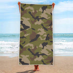 Desert Green Camouflage Print Beach Towel