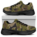 Desert Green Camouflage Print Black Chunky Shoes