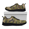 Desert Green Camouflage Print Black Running Shoes