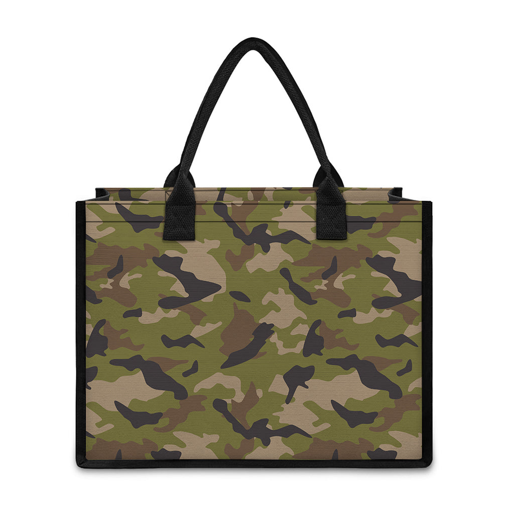 Desert Green Camouflage Print Canvas Tote Bag