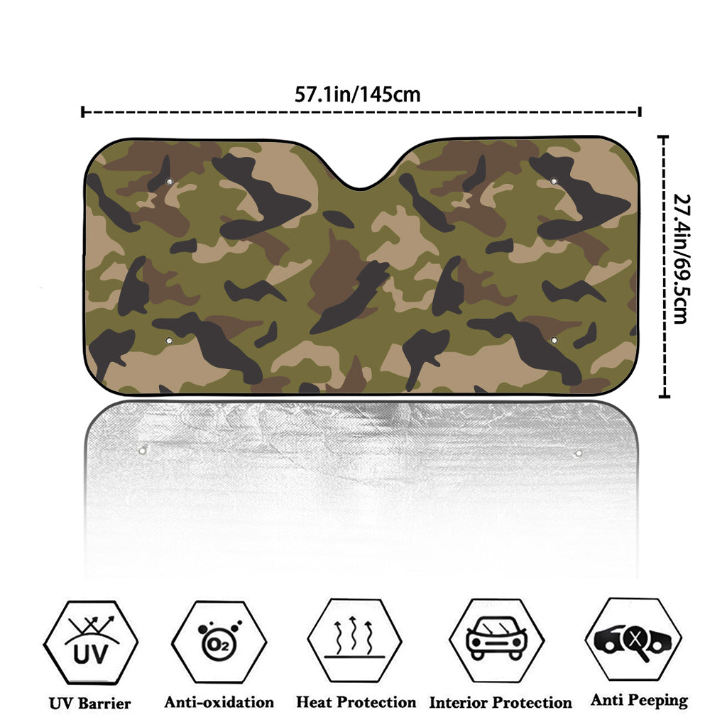 Desert Green Camouflage Print Car Windshield Sun Shade