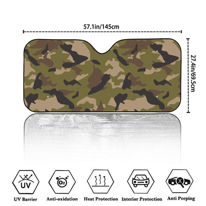 Desert Green Camouflage Print Car Windshield Sun Shade