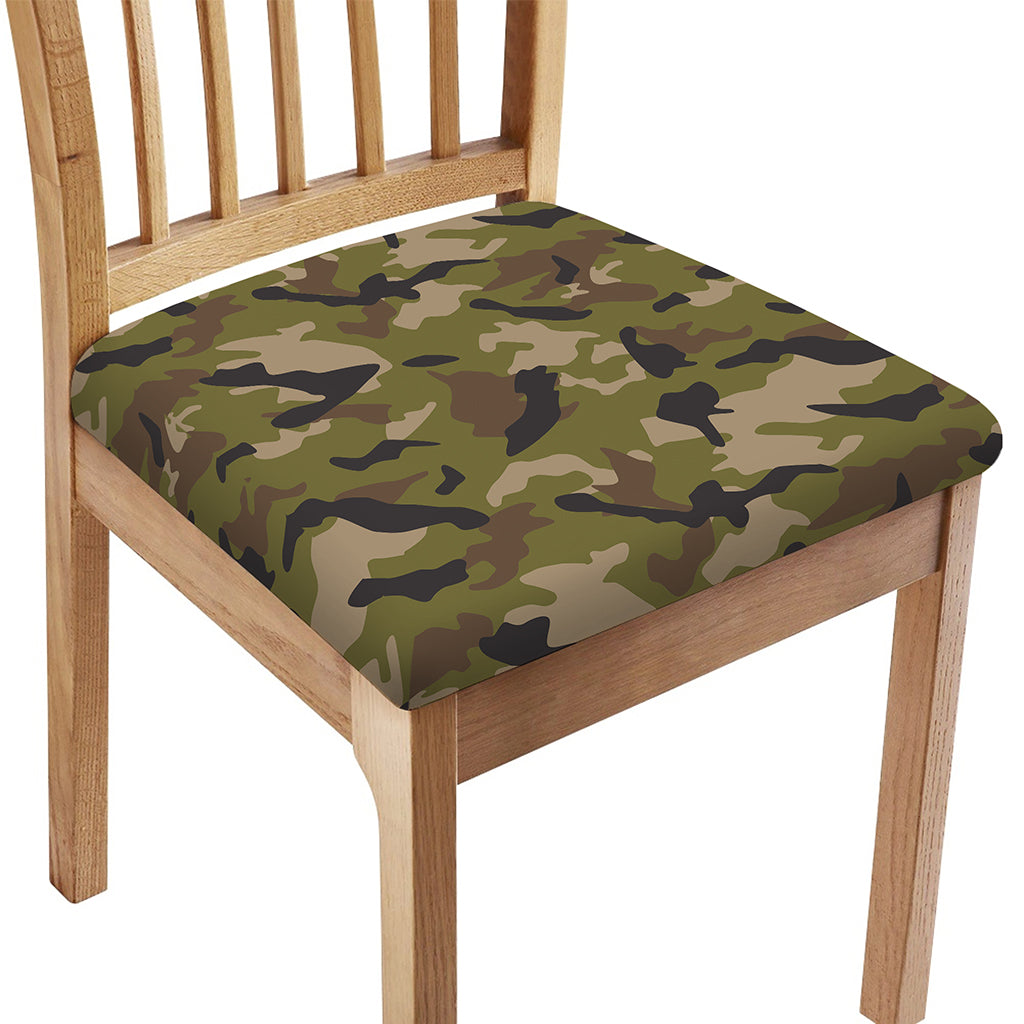 Desert Green Camouflage Print Chair Cushion Cover