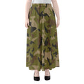 Desert Green Camouflage Print Chiffon Maxi Skirt