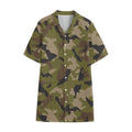 Desert Green Camouflage Print Cotton Hawaiian Shirt