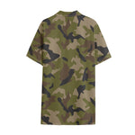 Desert Green Camouflage Print Cotton Hawaiian Shirt