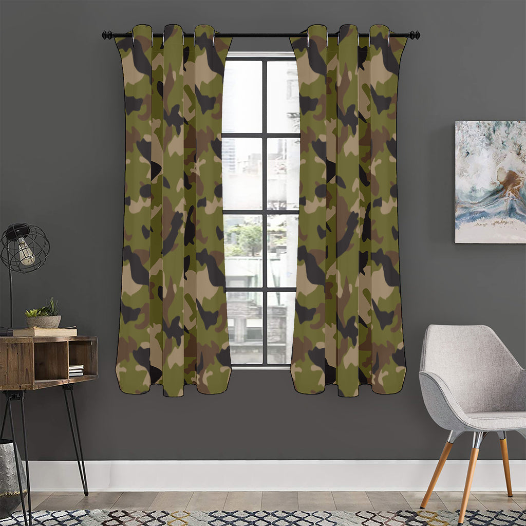 Desert Green Camouflage Print Curtain