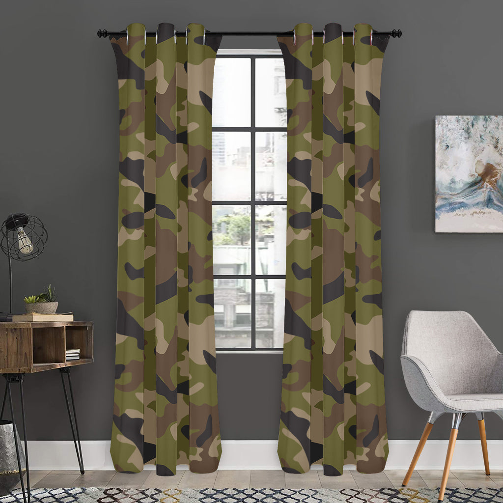 Desert Green Camouflage Print Curtain