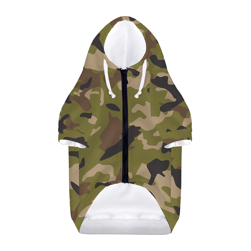 Desert Green Camouflage Print Dog Zip Up Hoodie