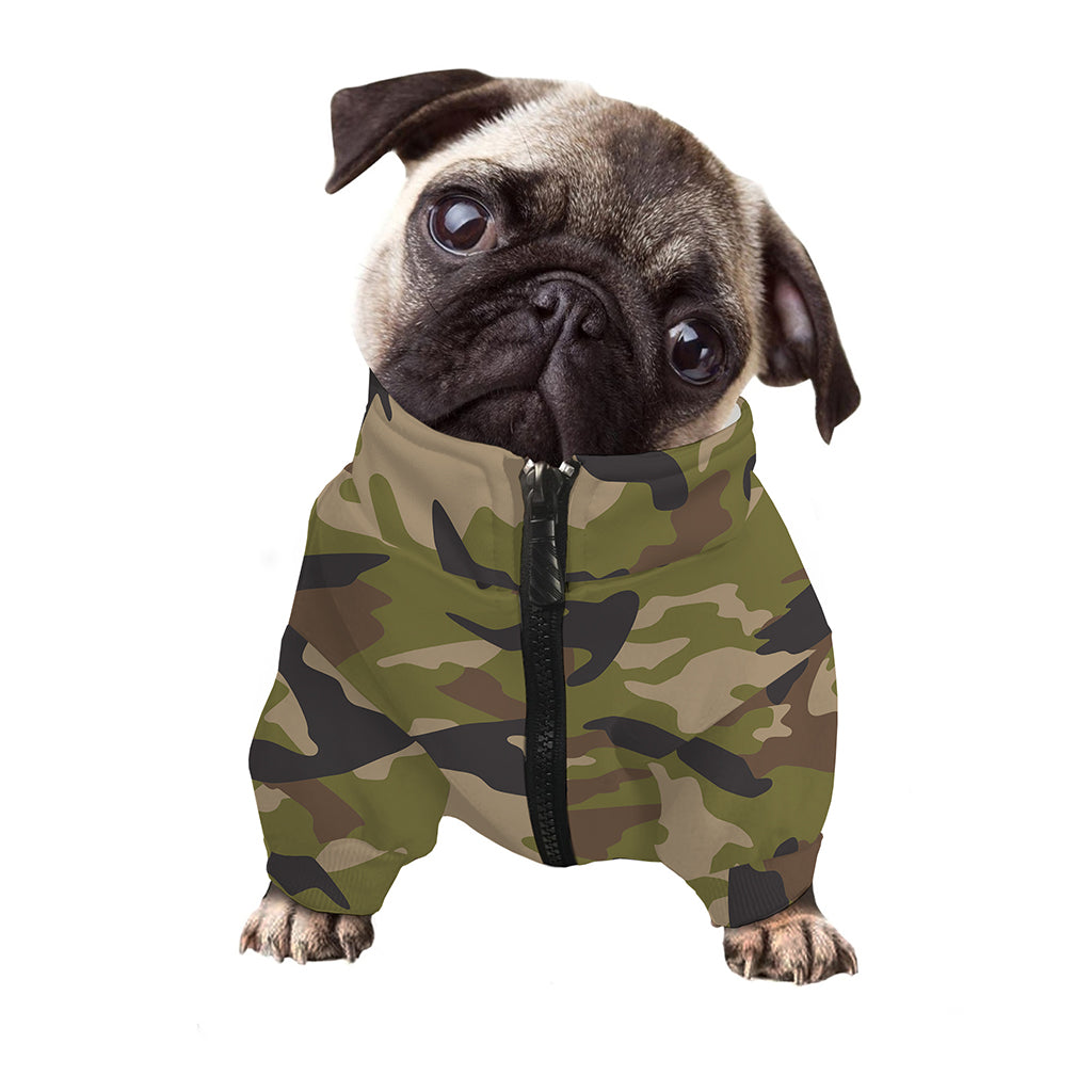 Desert Green Camouflage Print Dog Zip Up Jacket