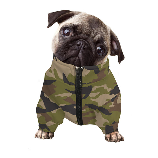 Desert Green Camouflage Print Dog Zip Up Jacket