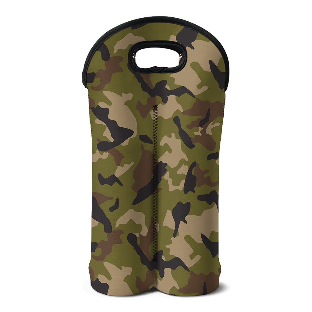 Desert Green Camouflage Print Double Neoprene Wine Tote