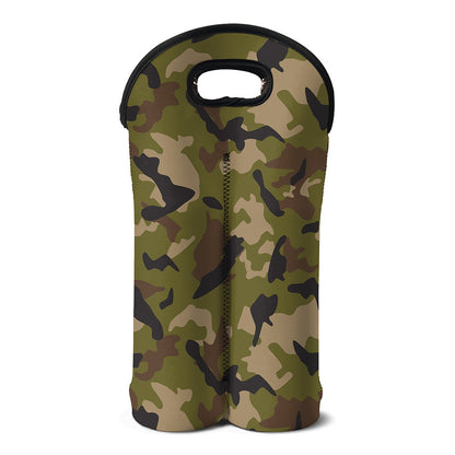 Desert Green Camouflage Print Double Neoprene Wine Tote