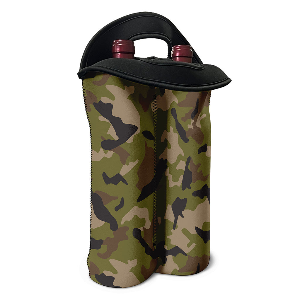 Desert Green Camouflage Print Double Neoprene Wine Tote