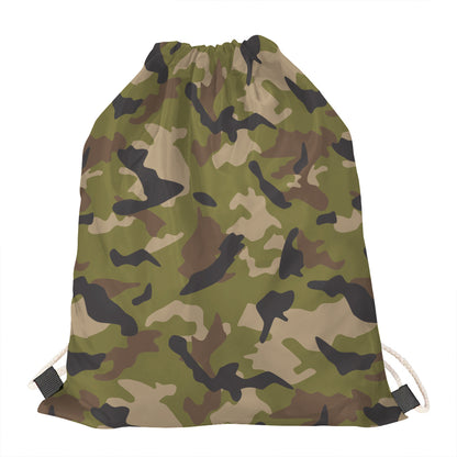 Desert Green Camouflage Print Drawstring Bag