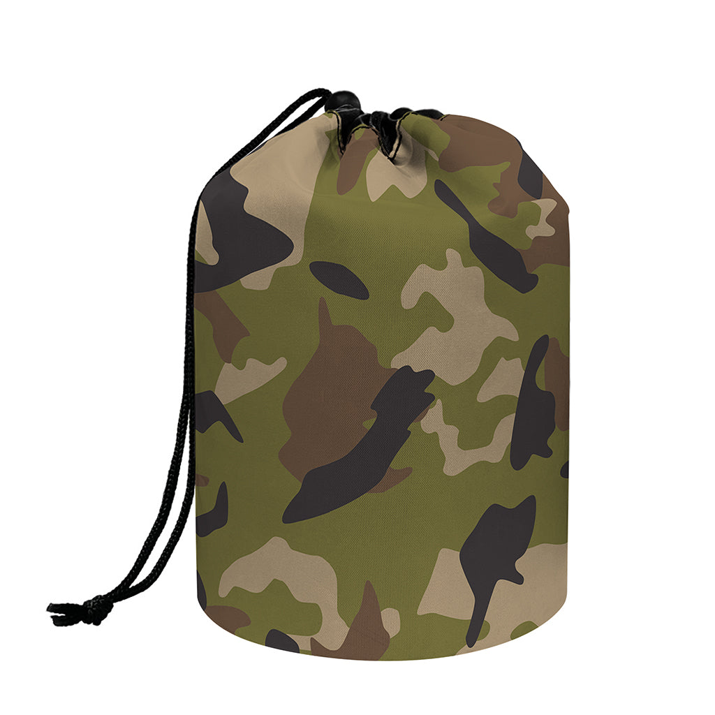 Desert Green Camouflage Print Drawstring Makeup Bag