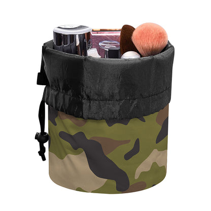 Desert Green Camouflage Print Drawstring Makeup Bag